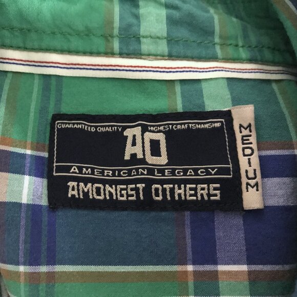 Amongst Others Men's Pearl Snap Long Sleeve Button Down Shirt Green Plaid M - Picture 9 of 10